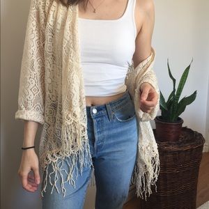 ARDENE lace kimono wrap boho fringes hippie